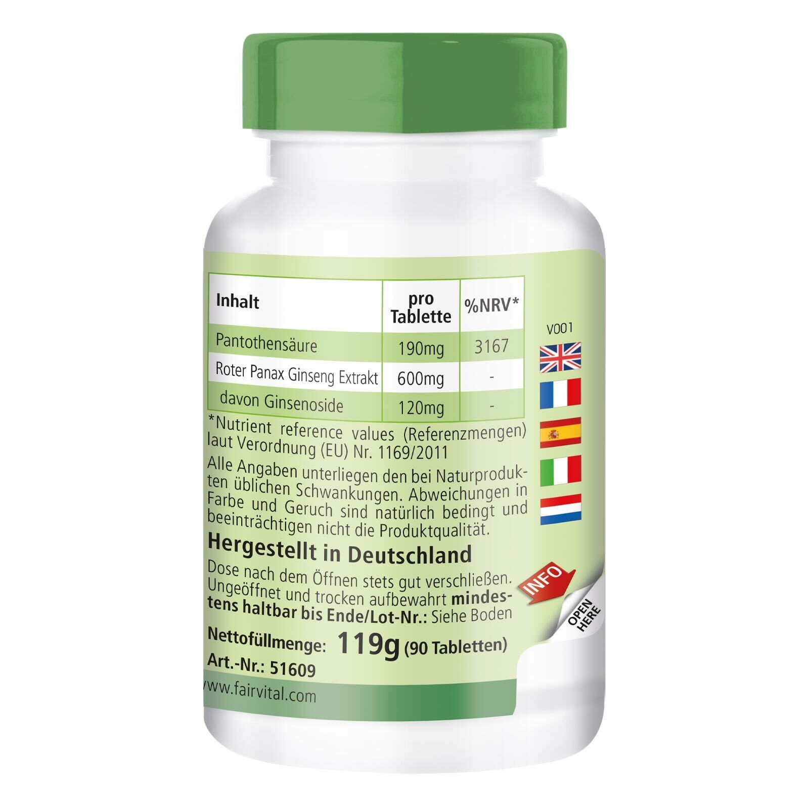 Roter Panax Ginseng mit Vit. B5 – Bild 2